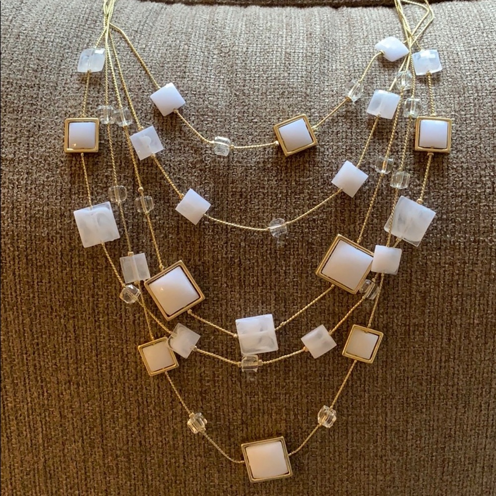 NWT Gold and White Multi-Layer Necklace From Macy's Smoke Free Home